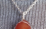 Carnelian agate pendant & silver necklace