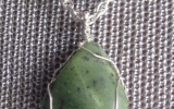 Australian jade pendant wire wrapped in sterling silver & silver necklace